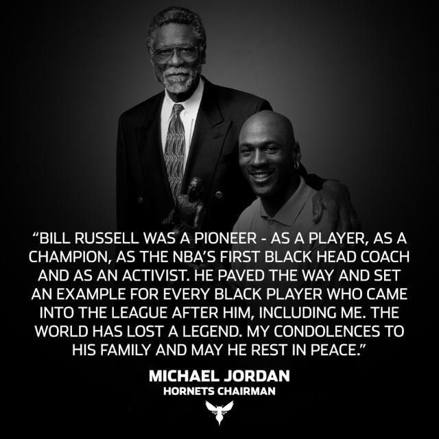 开云中国-众星缅怀拉塞尔 乔丹：他为所有人铺平道路，包括我